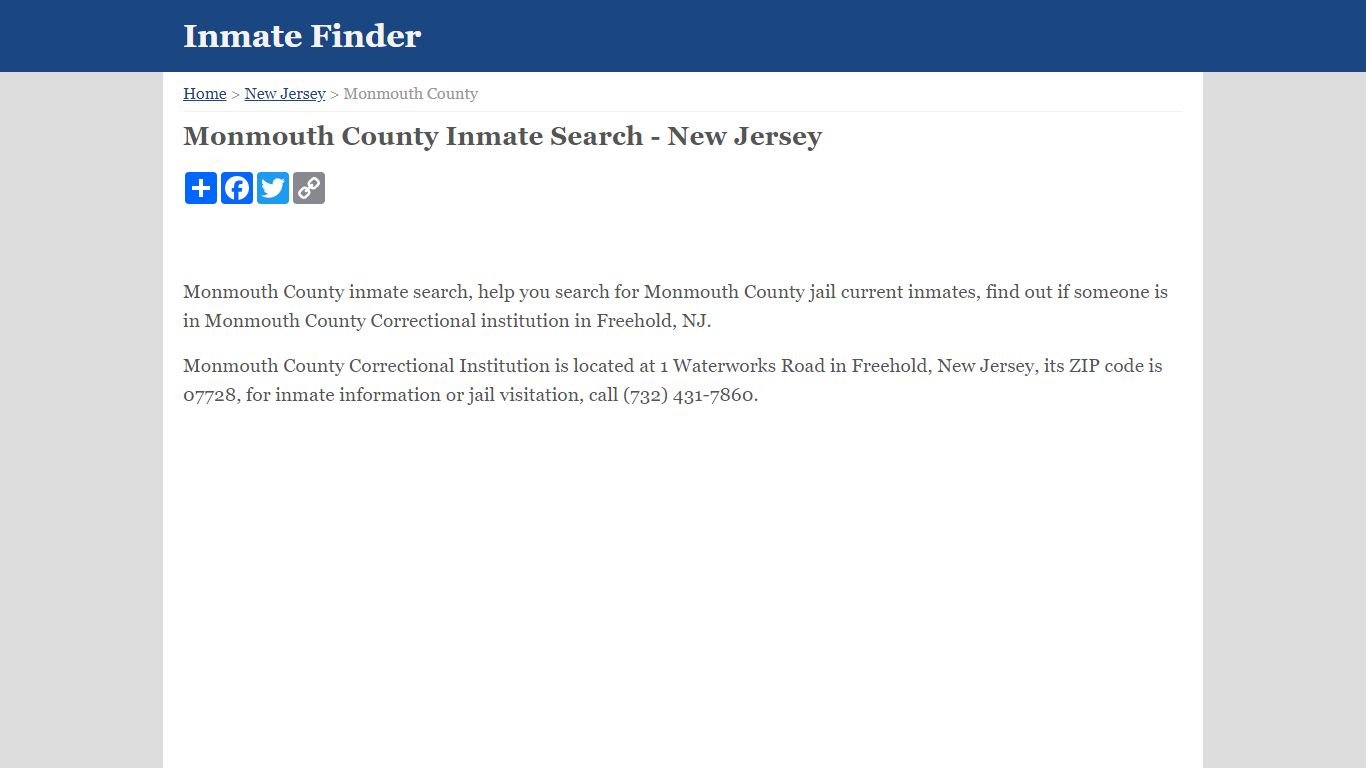 Monmouth County Inmate Search - New Jersey